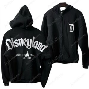 Disneyland Authentic Logo Black Zip-Up Hoodie Jacket Sweatshirt XXL